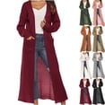 thumbnail image 1 of Vibrex Long Sweaters for Women Cardigan Open Front Long Sleeve Plus Size Lightweight Knit Soft Cardigans Fashion Fall Crochet Tops for Women Solid Color Cardigan With Large Pockets Long Thin Coat, 1 of 5
