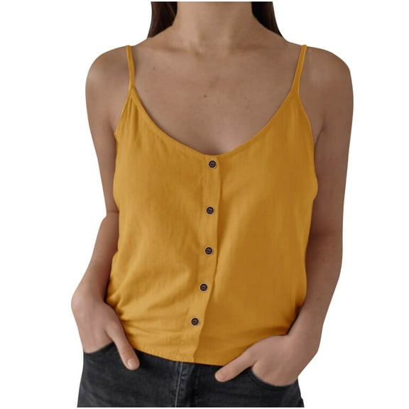 Vibrex Loose Flowy Camisole Top for Women Summer Spaghetti Strap Tank Shirt Blouse Casual Vacation Outdoor Pullover Sleeveless Round Neck Camisoles