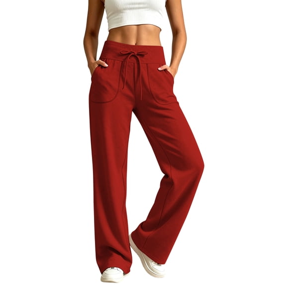 Vibrex Lounge Pants for Women Wide Leg Sweatpants High Waisted Yoga Pants with Pocket Casual Loose Drawstring Workout Trousers Stretch Sweatpants