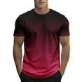 thumbnail image 1 of Vibrex Men Sports Short Sleeves T Shirt Men Summer Casual Pullover Round Collar Gradient Short Sleeve Blouse Shirt Summer Crew Neck Tee_Hot Pink_S, 1 of 4