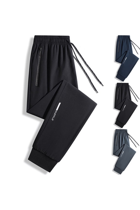 Men's Athletic Pants with Zip Pockets Lightweight Workout Sweat Pants Mens Active Athletic Workout Jogger Sweatpants for Men with Zipper Pocket and Drawstring Foot Binding Pants