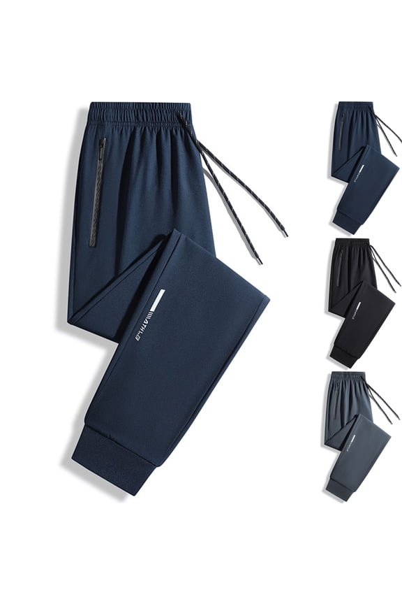 Men's Athletic Pants with Zip Pockets Lightweight Workout Sweat Pants Mens Active Athletic Workout Jogger Sweatpants for Men with Zipper Pocket and Drawstring Foot Binding Pants