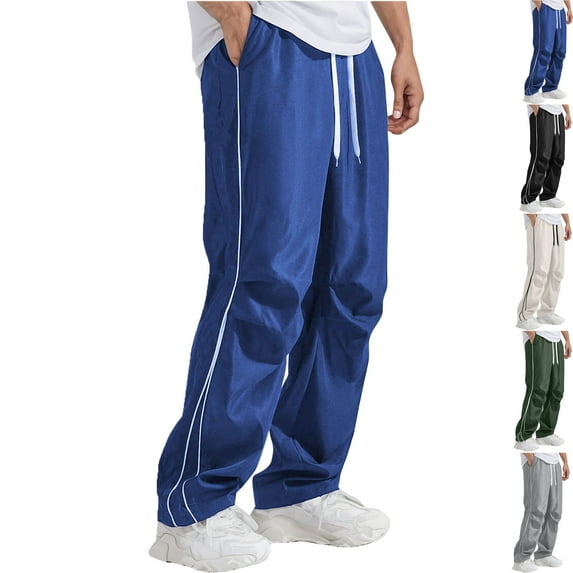Vibrex Men's Baggy Sweatpants Parachute Pants Wide Leg Vintage Track Pants Casual Streetwear Mens Goth Parachute Pants Cool Sweatpants for Men Drawstring and Straight Leg relaxed fit sweatpants
