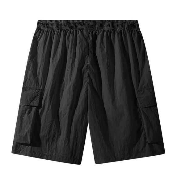 Vibrex Men's Cargo Shorts, Men's Casual And Comfortable Drawstring Pocket Elastic Waist Workwear Shorts,Lightweight Cargo Shorts for Men Black_M