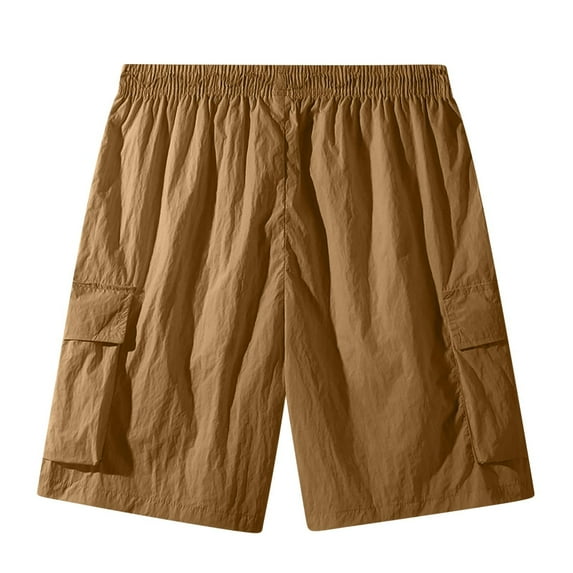 Vibrex Men's Cargo Shorts, Men's Casual And Comfortable Drawstring Pocket Elastic Waist Workwear Shorts,Lightweight Cargo Shorts for Men Coffee_4XL
