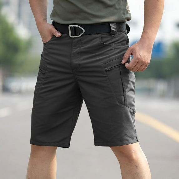 Vibrex Men's Cargo Shorts, Men's Loose High Elasticity Waterproof Multi Pocket Work Pants,Men's 5-inch Inseam Shorts Black_3XL