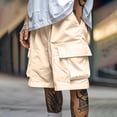 thumbnail image 1 of Vibrex Men's Cargo Shorts, Men's Solid Color Workwear Shorts Outdoor Casual Multi Pocket Five Quarter Pants,Men's 5-inch Inseam Shorts Beige_M, 1 of 7
