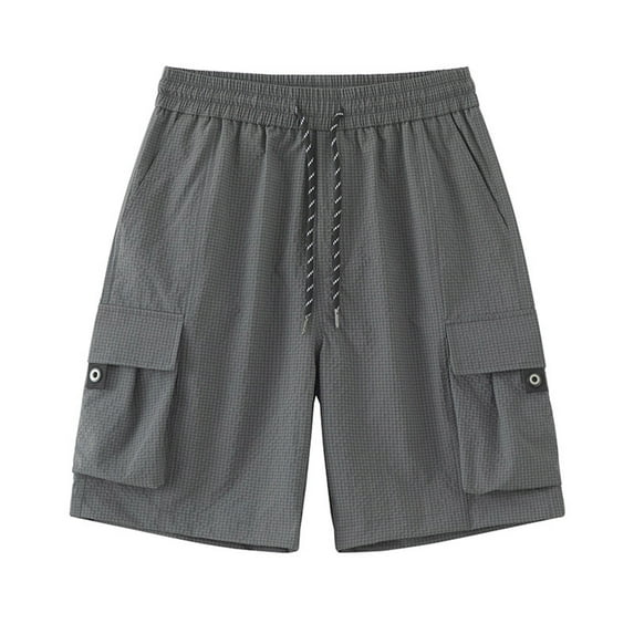 Vibrex Men's Cargo Shorts, Men's Solid Color Workwear Shorts Outdoor Casual Multi Pocket Five Quarter Pants,Relaxed Fit Cargo Shorts Men Dark Gray_3XL