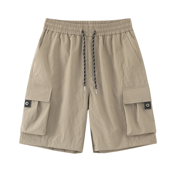 Vibrex Men's Cargo Shorts, Men's Solid Color Workwear Shorts Outdoor Casual Multi Pocket Five Quarter Pants,Relaxed Fit Cargo Shorts Men Khaki_XL