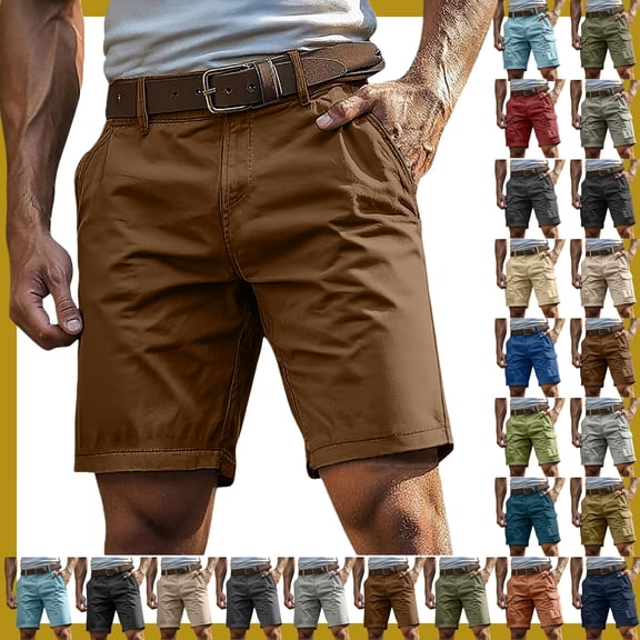 Vibrex Men's Cargo Shorts for Summer: Heavy-Duty Multi-Pocket Workwear & Casual Shorts - Durable Cotton, Breathable Relaxed Fit for BBQs, Hiking, & Yard Work