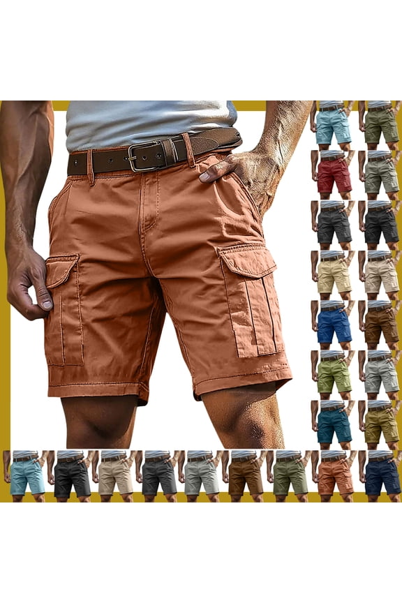 Men's Cargo Shorts for Summer: Heavy-Duty Multi-Pocket Workwear & Casual Shorts - Durable Cotton, Breathable Relaxed Fit for BBQs, Hiking, & Yard Work