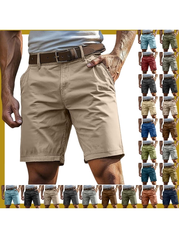 Men's Cargo Shorts for Summer: Heavy-Duty Multi-Pocket Workwear & Casual Shorts - Durable Cotton, Breathable Relaxed Fit for BBQs, Hiking, & Yard Work