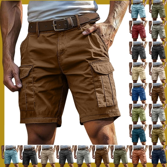 Vibrex Men's Cargo Shorts for Summer: Heavy-Duty Multi-Pocket Workwear & Casual Shorts - Durable Cotton, Breathable Relaxed Fit for BBQs, Hiking, & Yard Work