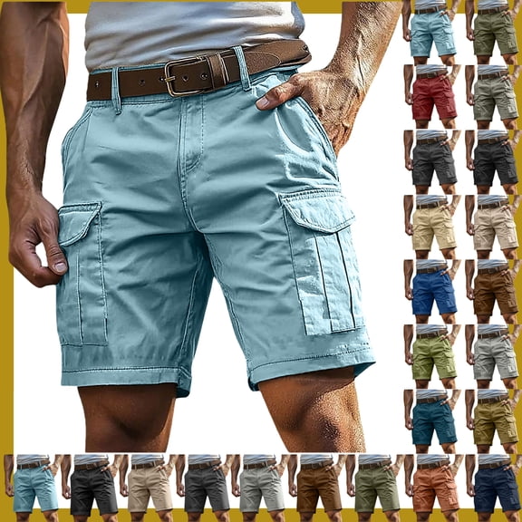 Vibrex Men's Cargo Shorts for Summer: Heavy-Duty Multi-Pocket Workwear & Casual Shorts - Durable Cotton, Breathable Relaxed Fit for BBQs, Hiking, & Yard Work
