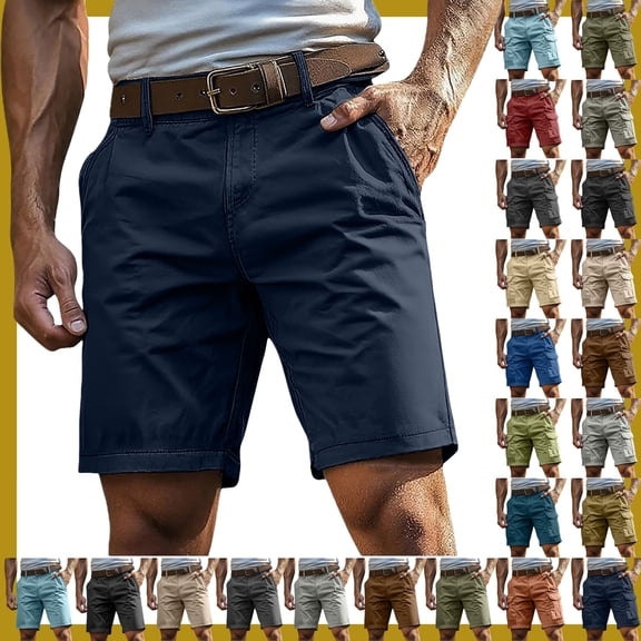 Vibrex Men's Cargo Shorts for Summer: Heavy-Duty Multi-Pocket Workwear & Casual Shorts - Durable Cotton, Breathable Relaxed Fit for BBQs, Hiking, & Yard Work