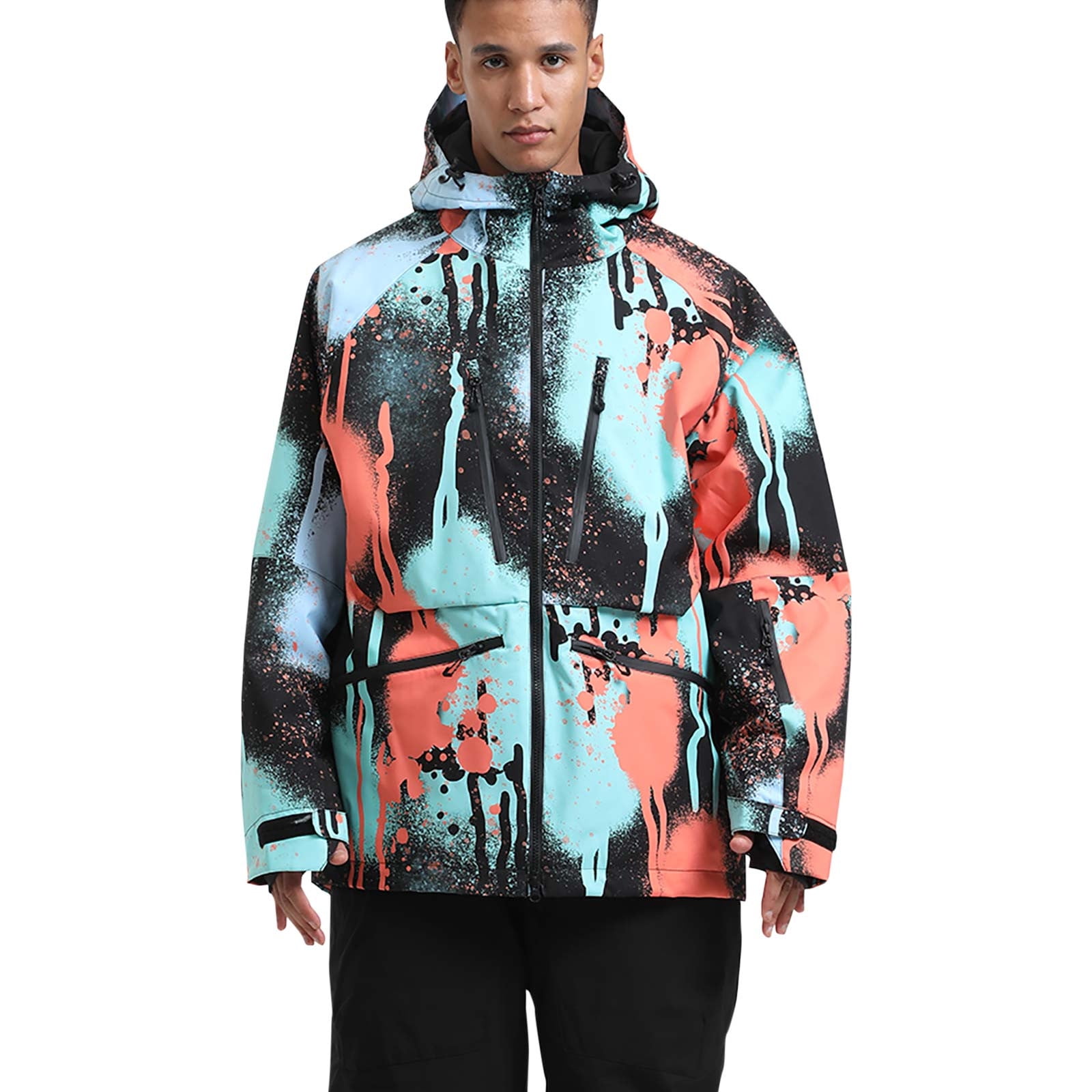 Vibrex Men's Color Printing Winter Windproof Waterproof Snowsuit