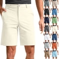 thumbnail image 1 of Vibrex Men's Shorts Elastic Waist Straight Buttons Zipper Solid Color Cargo Shorts Loose Comfort Summer Casual Work Shorts with Pockets, Gifts for Men,Red_S, 1 of 7