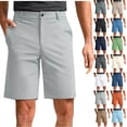 thumbnail image 1 of Vibrex Men's Shorts Elastic Waist Straight Buttons Zipper Solid Color Cargo Shorts Loose Comfort Summer Casual Work Shorts with Pockets, Gifts for Men,Z-Gray_2XL, 1 of 6