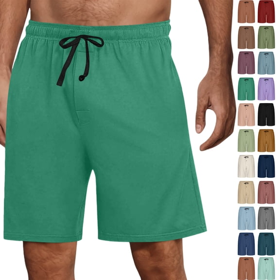 Vibrex Men's Shorts Elastic Waist Straight Drawstring Solid Color Cargo Shorts Loose Comfort Summer Casual Work Shorts with Pockets, Gifts for Men,02-Army Green_S