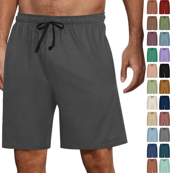 Vibrex Men's Shorts Elastic Waist Straight Drawstring Solid Color Cargo Shorts Loose Comfort Summer Casual Work Shorts with Pockets, Gifts for Men,02-Dark Gray_S