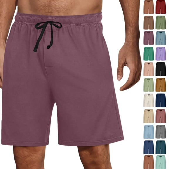 Vibrex Men's Shorts Elastic Waist Straight Drawstring Solid Color Cargo Shorts Loose Comfort Summer Casual Work Shorts with Pockets, Gifts for Men,02-Hot Pink_S