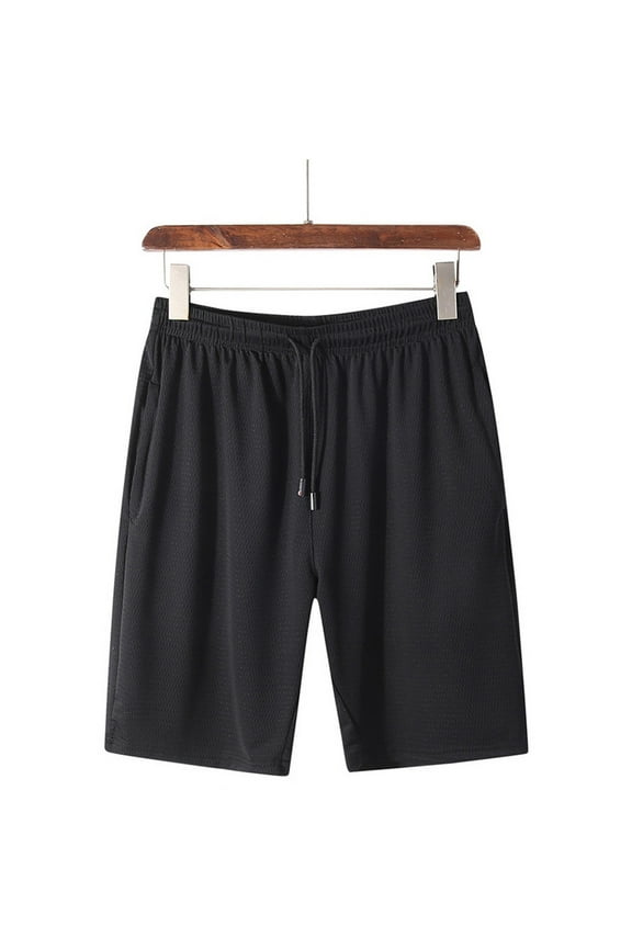 Men's Shorts Elastic Waist Straight Drawstring Solid Color Cargo Shorts Loose Comfort Summer Casual Work Shorts with Pockets, Gifts for Men,Black#02_5XL