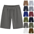 thumbnail image 1 of Vibrex Men's Shorts Elastic Waist Straight Drawstring Solid Color Cargo Shorts Loose Comfort Summer Casual Work Shorts with Pockets, Gifts for Men,Dark Gray 1_M, 1 of 3