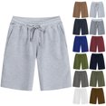 thumbnail image 1 of Vibrex Men's Shorts Elastic Waist Straight Drawstring Solid Color Cargo Shorts Loose Comfort Summer Casual Work Shorts with Pockets, Gifts for Men,Gray_3XL, 1 of 4