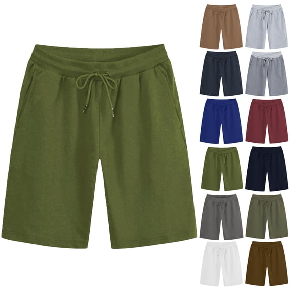 Vibrex Men's Shorts Elastic Waist Straight Drawstring Solid Color Cargo Shorts Loose Comfort Summer Casual Work Shorts with Pockets, Gifts for Men,Mint Green_XL