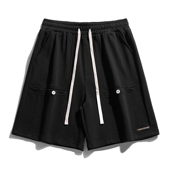 Vibrex Men's Shorts, Men Casual Comfy Fashion Solid Shorts Regular Elastic Waist Beach Pants,Men's Shorts with Zipper Pockets Black_3XL