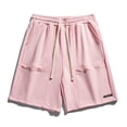 thumbnail image 1 of Vibrex Men's Shorts, Men Casual Comfy Fashion Solid Shorts Regular Elastic Waist Beach Pants,Men's Shorts with Zipper Pockets Pink_3XL, 1 of 3