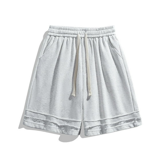 Vibrex Men's Shorts, Men Casual Comfy Fashion Solid Shorts Regular Elastic Waist Beach Pants,Summer Shorts Men Comfortable Gray_L