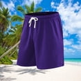 thumbnail image 1 of Vibrex Men's Shorts, Men Style Solid Color Casual Fashion Running Exercise Fitness With Pockets Drawstring Waist Short Pants,Summer Shorts Men Comfortable Purple_2XL, 1 of 9