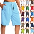 thumbnail image 1 of Vibrex Men's Shorts, Men's Fitness Running Shorts Solid Color Zipper Pocket Beach Shorts Sports Men's Shorts,Lightweight Running Shorts for Men Light Blue_S, 1 of 4