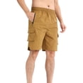 thumbnail image 1 of Vibrex Men's Shorts, Men's Solid Color Casual Elastic Waist Drawstring Pocket Shorts,Men's Shorts with Zipper Pockets Khaki_M, 1 of 9