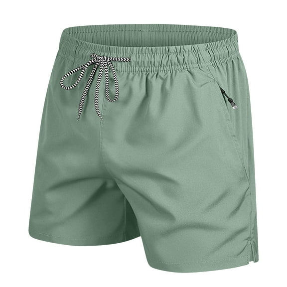 Vibrex Men's Shorts, Men's Solid Color Casual Holiday Breathable Zipper Shorts Pockets Pants,Men's Shorts with Zipper Pockets Army Green_L