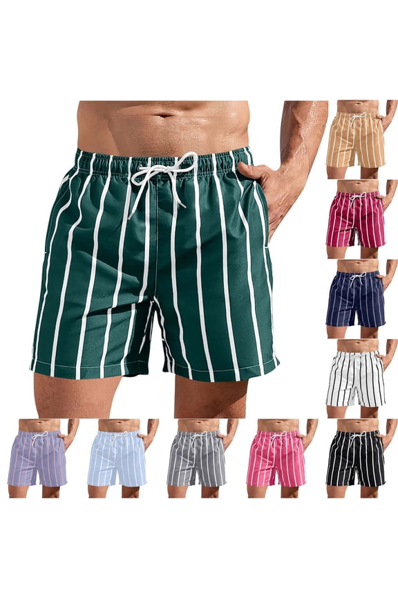 Men's Shorts, Men's Special Print Drawstring Waistband Beach Casual Pocket Trouser Shorts Pants, Green_S