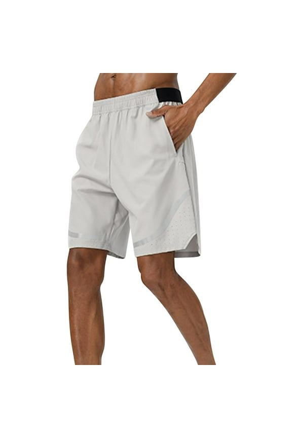 Men's Shorts, Summer Four Sided Elastic Sports Shorts For Men Breathable Casual Reflective Outdoor Loose Night Running Shorts,Lounge Shorts Men Elastic Waist Gray_2XL