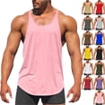 thumbnail image 1 of Vibrex Men's Solid Color Elasticity Sports Tank Top Cotton Round Neck Stringer Tank Tops Y-Back Gym Fitness Workout Training Running T-Shirts Athletic Top, 1 of 5