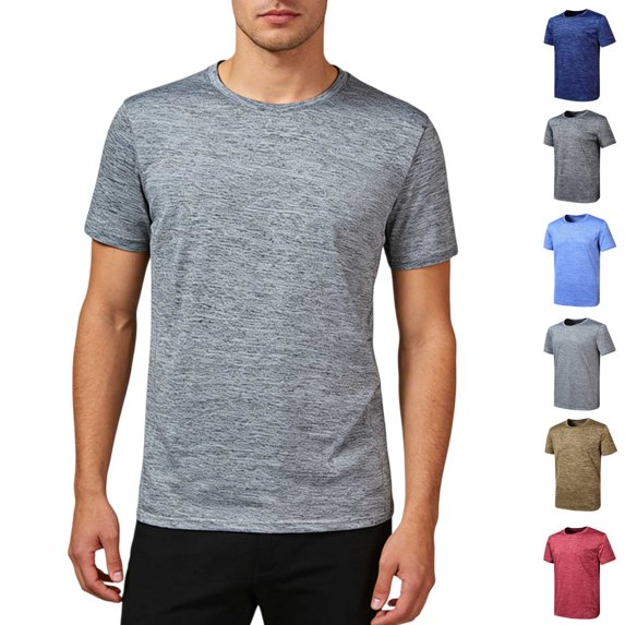 Vibrex Men's Solid Color Ice Silk Loose Breathable Round Neck Short Sleeve Sports T-shirt for Gym & Daily Casual,Gray_5XL