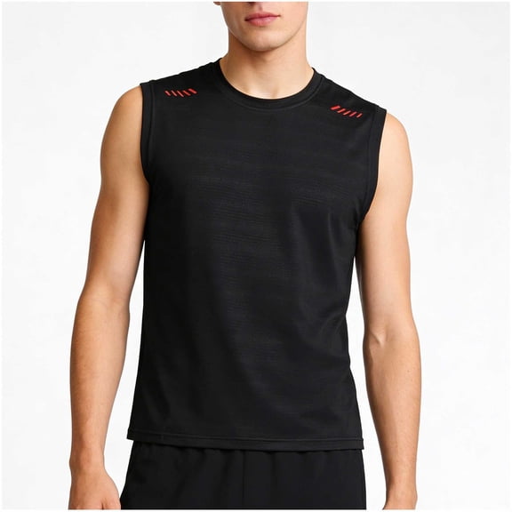 Vibrex Men's Solid Color Ice Silk Loose Breathable Round Neck Sleeveless Tank Top for Gym Workouts & Casual Wear,02-Black_5XL