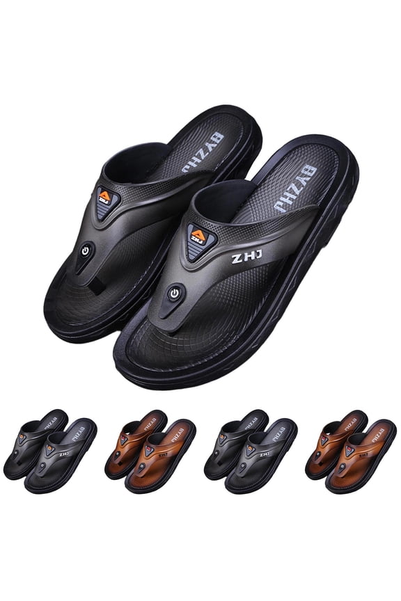 Men's Thick-Soled Flip Flops Plus-Size, Non-Slip Wear-Resistant Rubber Thong Sandals, Comfortable Trendy Beach Slippers, Big Sizes Available for Spring & Summer with Arch Support,7