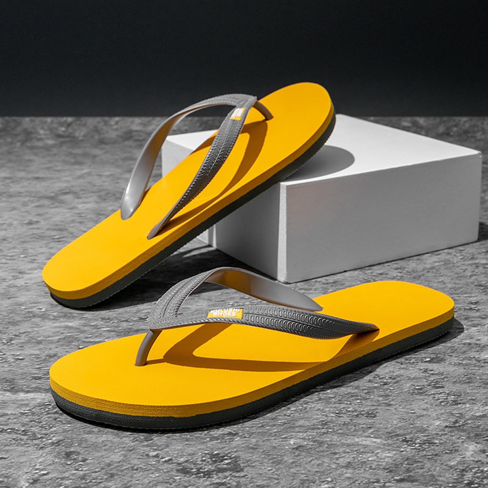 Vibrex Men's Thick-Soled Flip Flops Plus-Size, Non-Slip Wear-Resistant ...