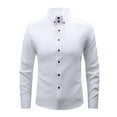 thumbnail image 1 of Vibrex Mens Collared Shirts Long Sleeved Men's Solid Color Business Shirt Fashionable Casual Men's Top Shirt Outerwear Lapel Top/Shirt with Pocket Lightweight Trendy Button Down Work Shirt, 1 of 5