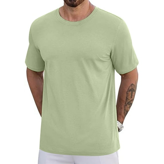 Vibrex Mens Cotton T-Shirt Casual Shirts Basic Soft Tees Classic Summer Top Men's Short Sleeved T-shirt Men's Casual Solid Color Round Neck Top