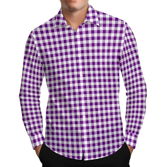 Vibrex Mens Dress Shirts Plaid Shirt for Men Long Sleeve Button Down Shirt Casual Beach Shirts Party Blouses Cozy Business Tops Trendy Comfortable Lightweight Shirt Mens Collared Work Shirts