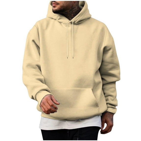 Vibrex Mens Hoodies Pullover Men Casual Fashion Solid Color Pullover Long Sleeve Hoodie with Pocket Sweatshirts Travel Hoodie Fall Winter Warm Tops for Men Hiking Outfits Tops Pullover Men