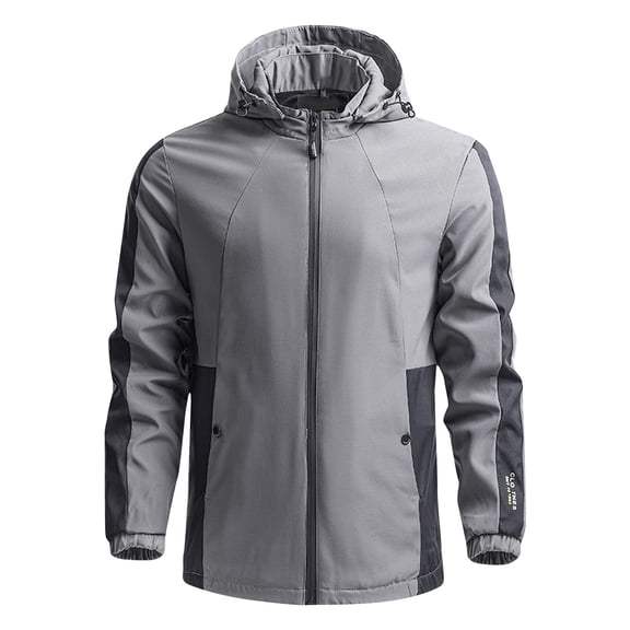 Vibrex Mens Windproof Jacket Waterproof Lightweight Hiking Sport Jacket for Men Hooded Windbreaker Raincoat Color Blocking Detachable Hooded Sports Long Sleeved Jacket with Pocket Warm Coats