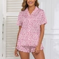 thumbnail image 1 of Vibrex Pajamas for Women Set Plus Size Women’s Fashion Print Lapel Button Drawstring Short Sleeves And Shorts Pajama Sets Pajamas Set Oversized 2 Piece Outfits, 1 of 6