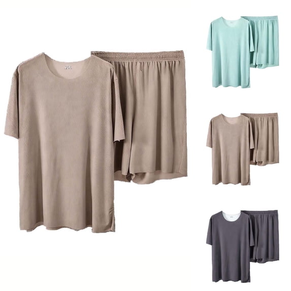 Vibrex Pajamas for Women Set Women's Round Neck Short Sleeve Solid Color Breathable Five-Finger Loose Sleepwear Set For Spring And Summer Pajamas Set Oversized 2 Piece Outfits